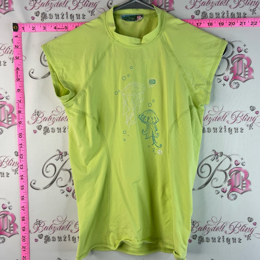 Carve Designs rash guard t-shirt Lime Green Short Sleeve Tee  Jellyfish Graphic